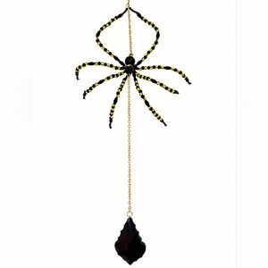 Beaded Spider Wall Hanging Decor - Black and Yellow*VIDEO INCLUDED